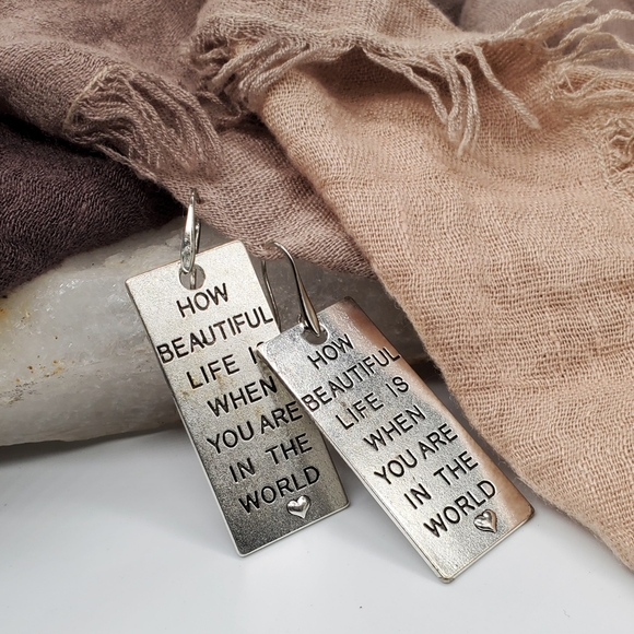 Free People Jewelry - Free People Earrings Silver Graphic Heart New